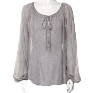 L’agence silk gray draping flowing blouse sz S